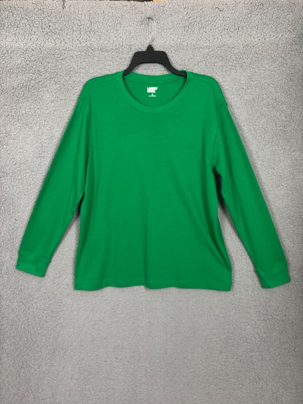 Lands End Women's Green Long Sleeve Crewneck Shirt 100% Cotton Size Large NWOT's